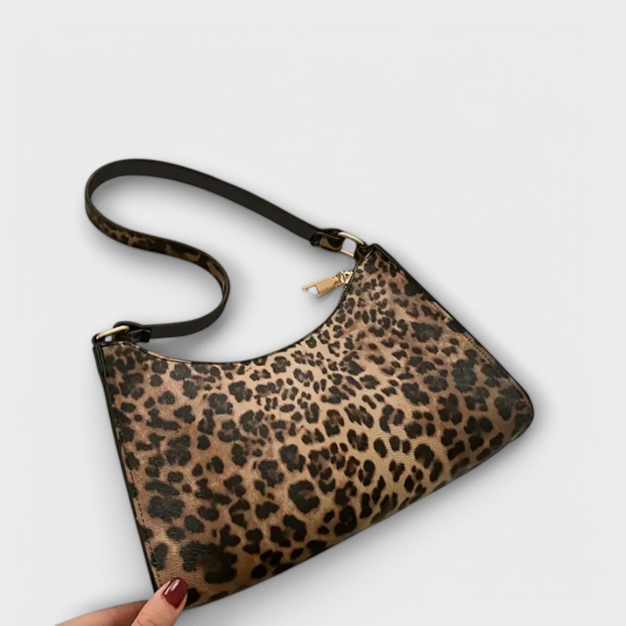 French Style Shoulder Bag with Leopard Print