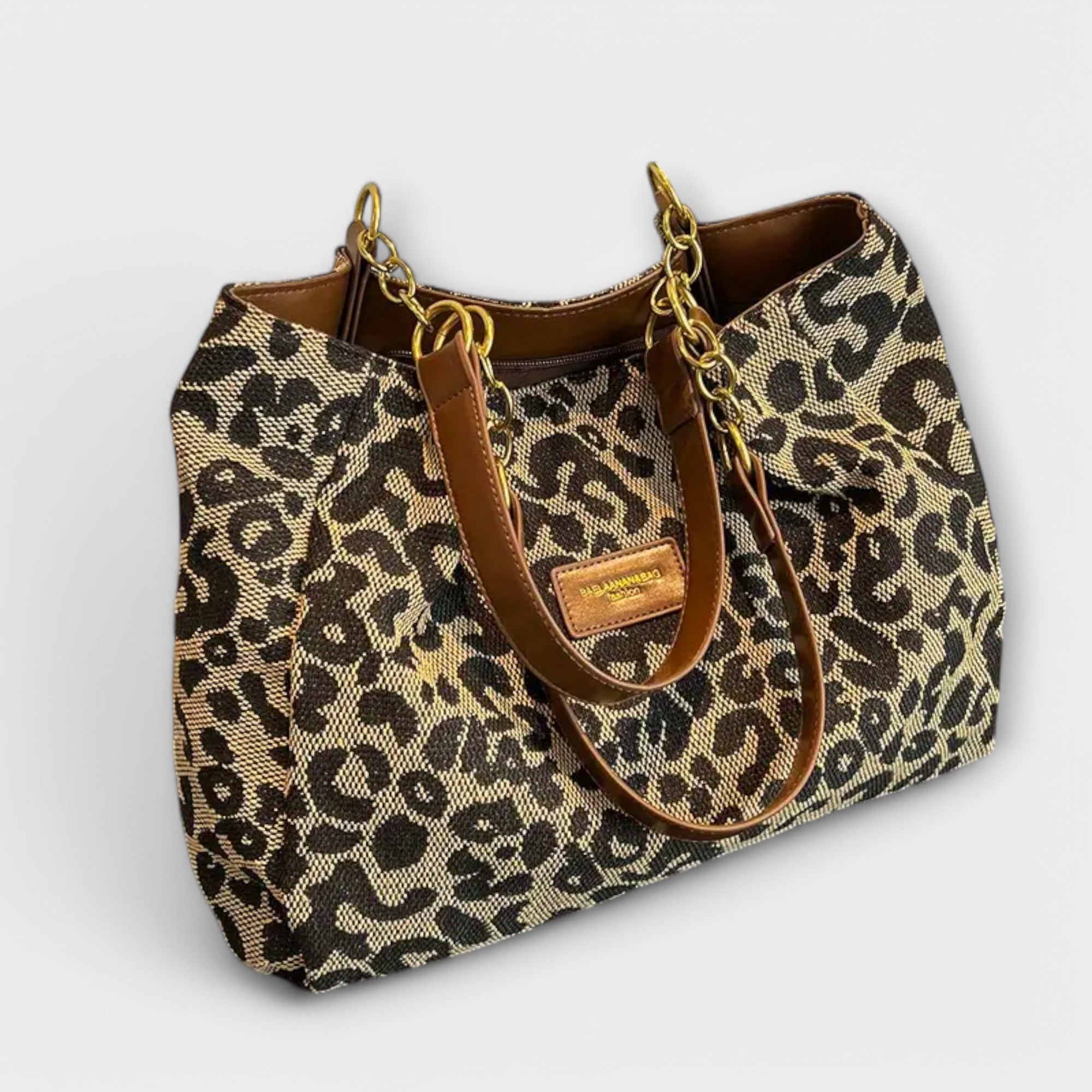 Canvas Bag with Leopard Print