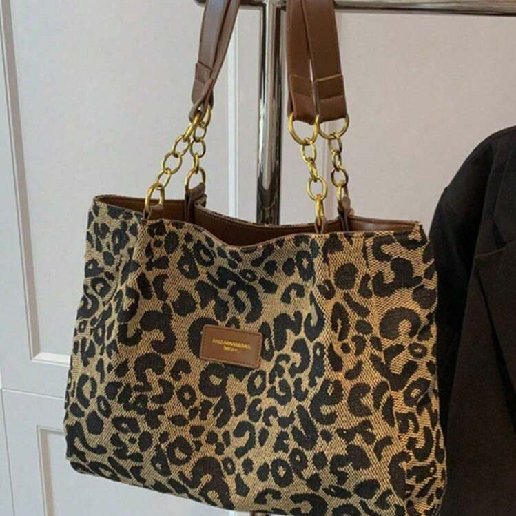 Canvas Bag with Leopard Print