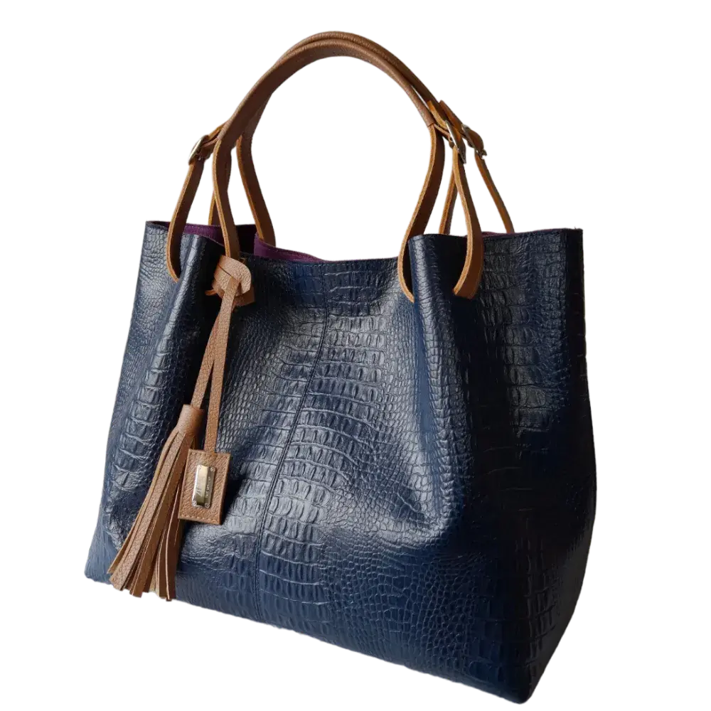 Adelle Reptile Dark Blue Women's Leather Handbag