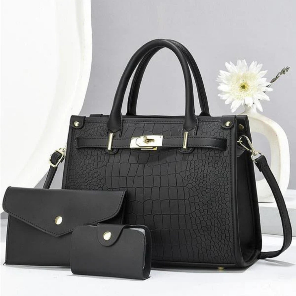 Premium Allure 3-Piece Leather Bag Set