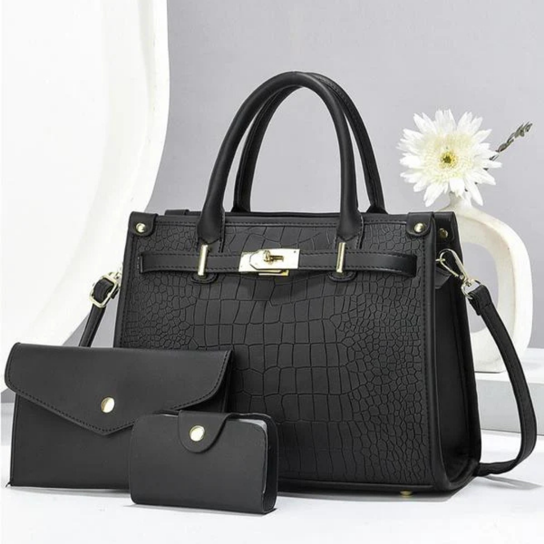 Premium Allure 3-Piece Leather Bag Set