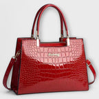 Glossy Handbag with Crocodile Print