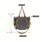 Canvas Crossbody Bag with Leopard Print