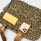 Canvas Crossbody Bag with Leopard Print