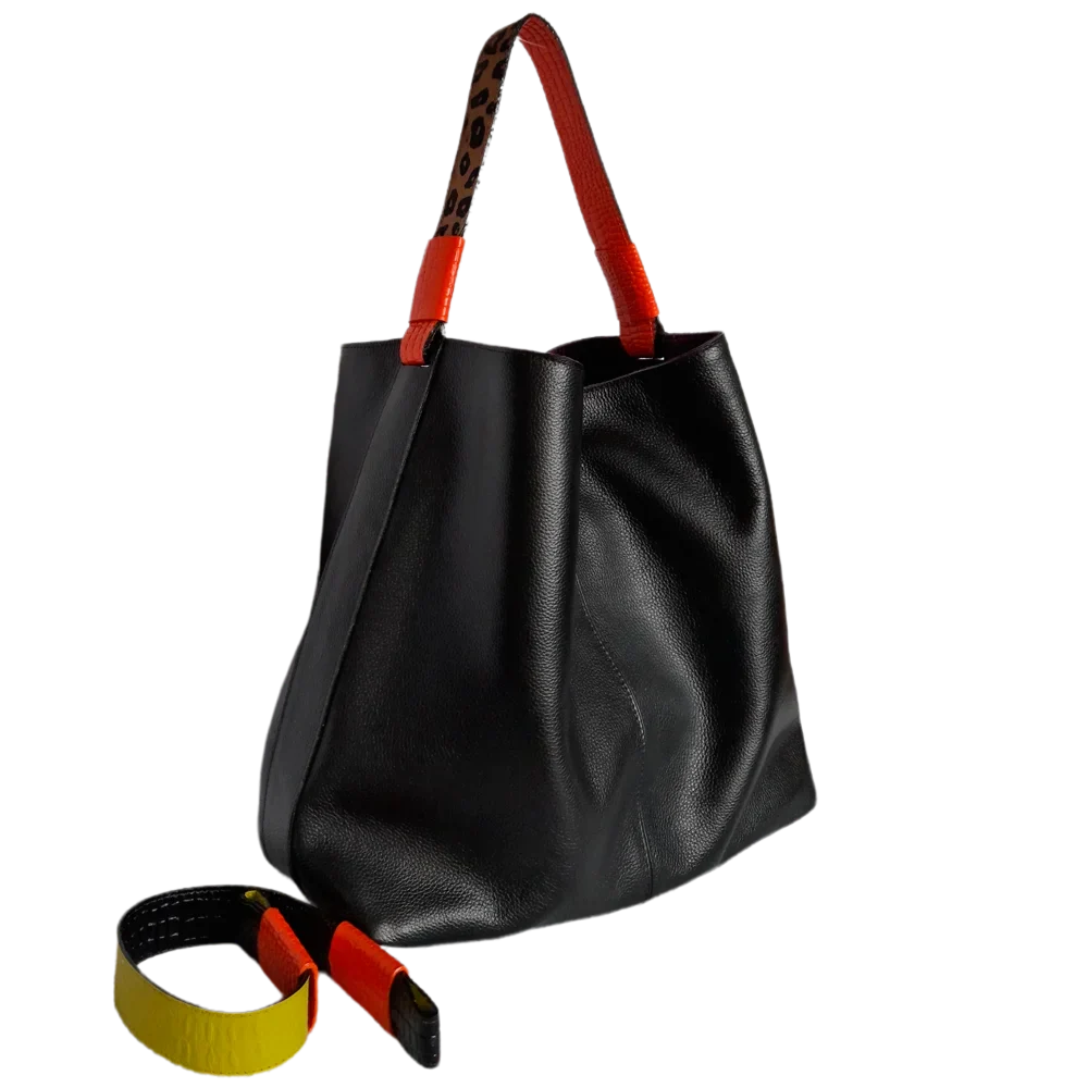 Addison black leather bag for women