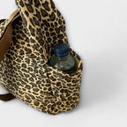 Canvas Crossbody Bag with Leopard Print
