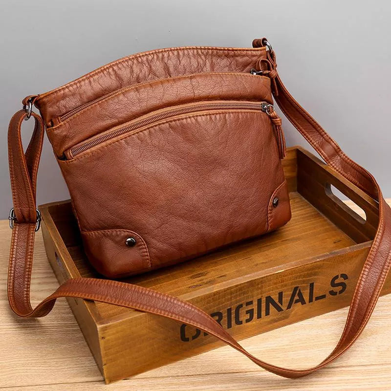 Vintage Charm Leather Crossbody Bag