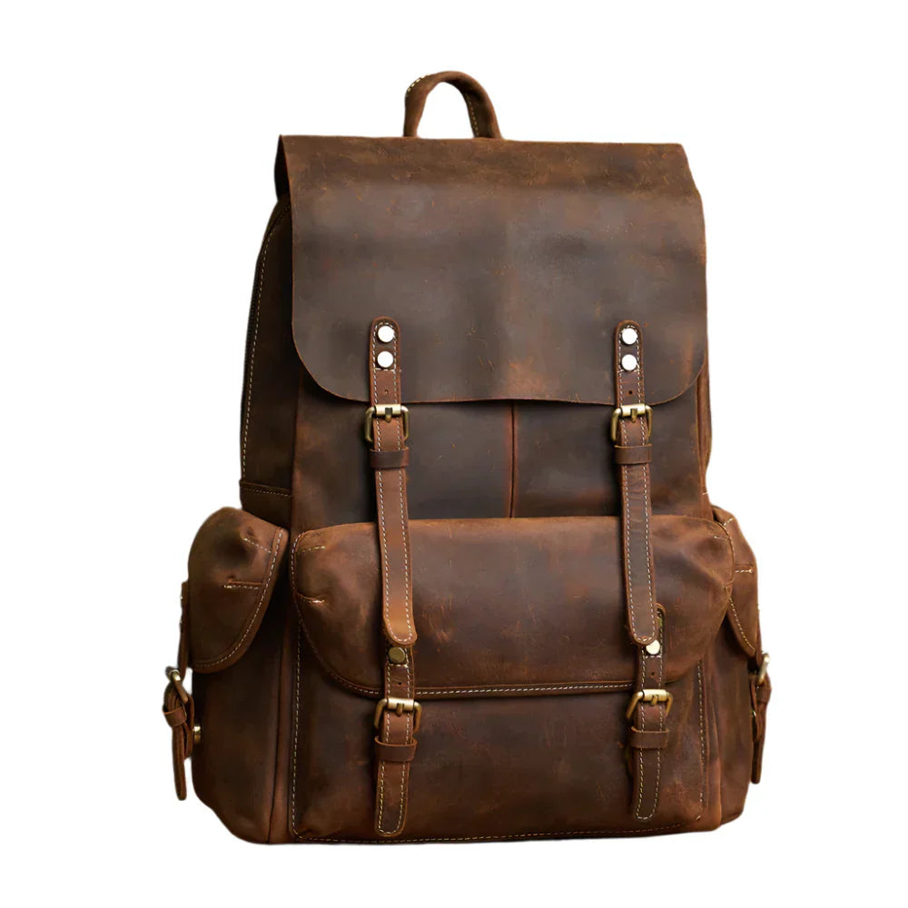 Rugged Travel Backpack Brown Large Capacity Daypack