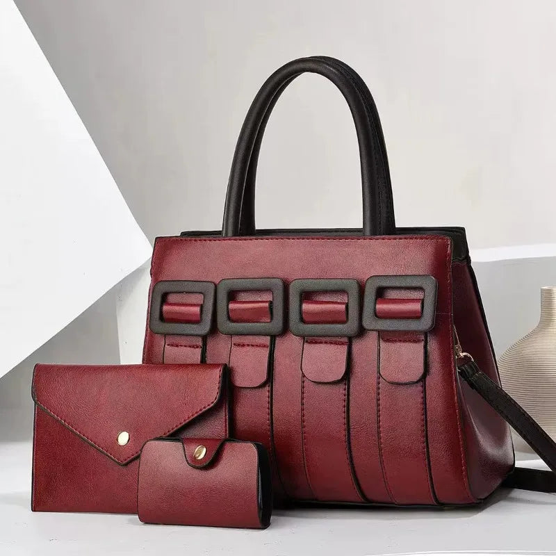 Luxurious Statement 3-Piece Leather Bag Set