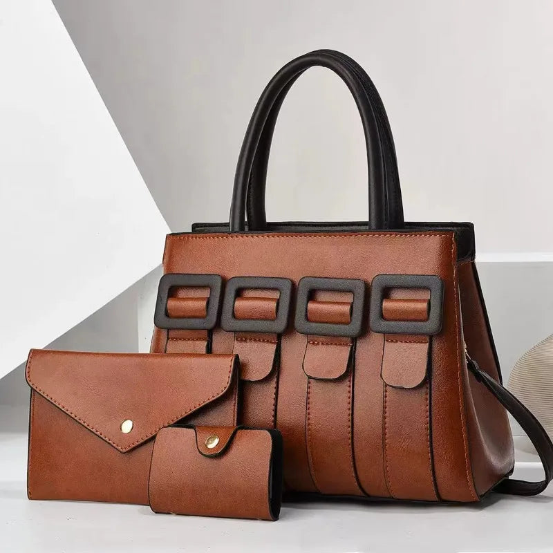 Luxurious Statement 3-Piece Leather Bag Set