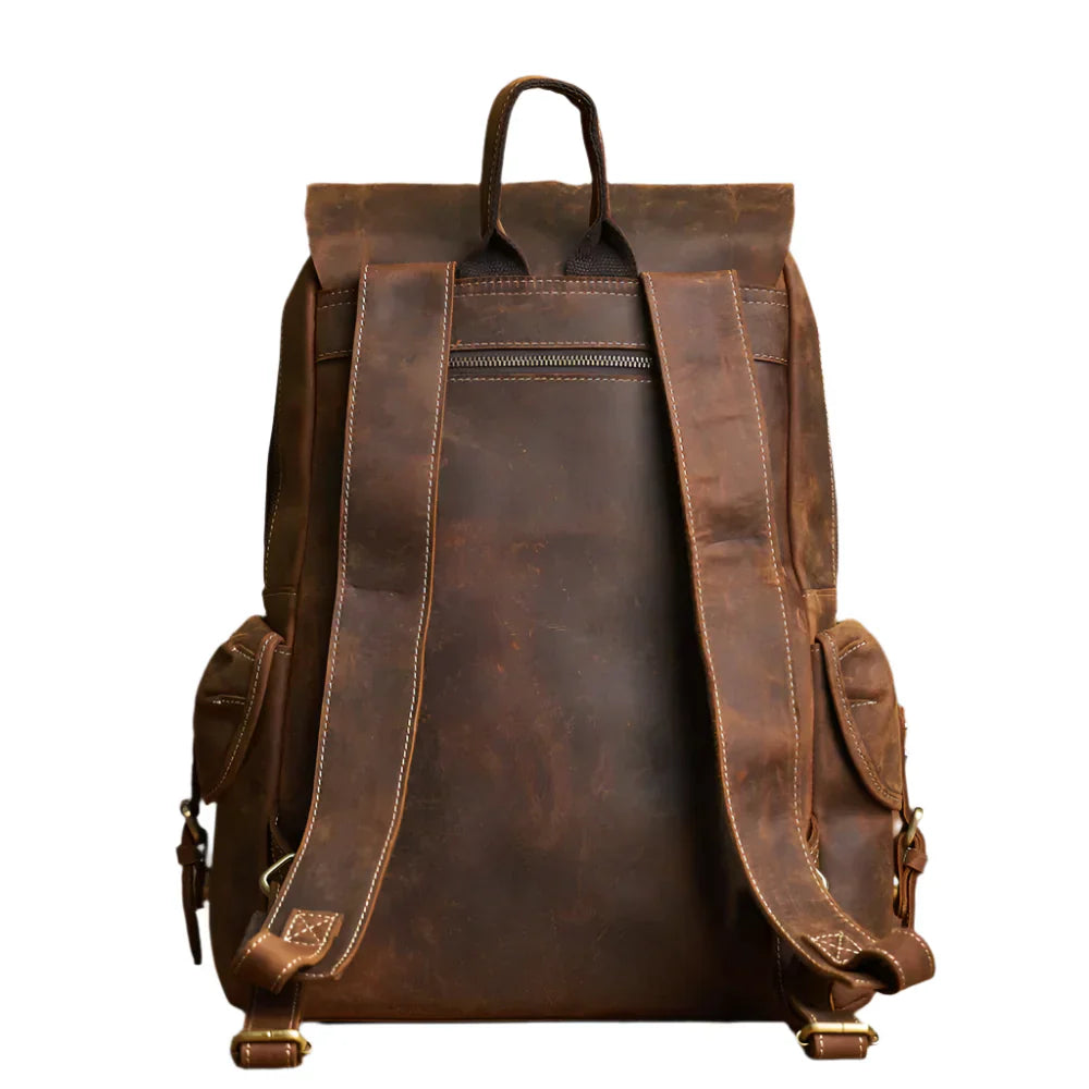 Rugged Travel Backpack Brown Large Capacity Daypack