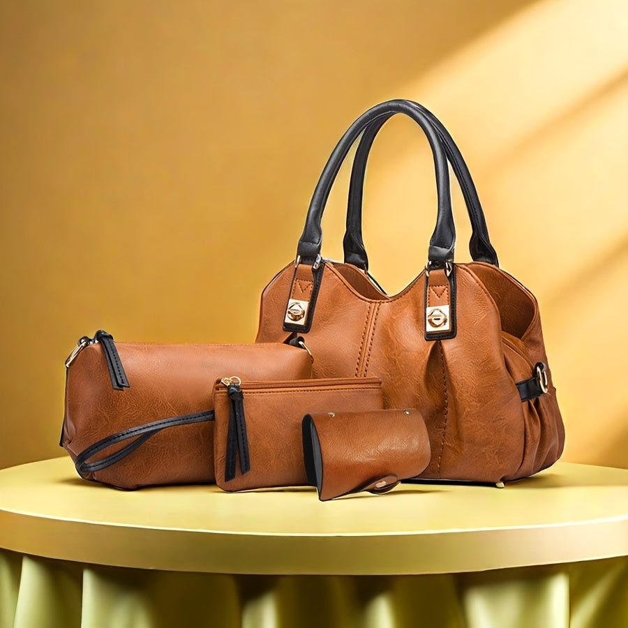 Vintage 4-Piece Leather Bag Set