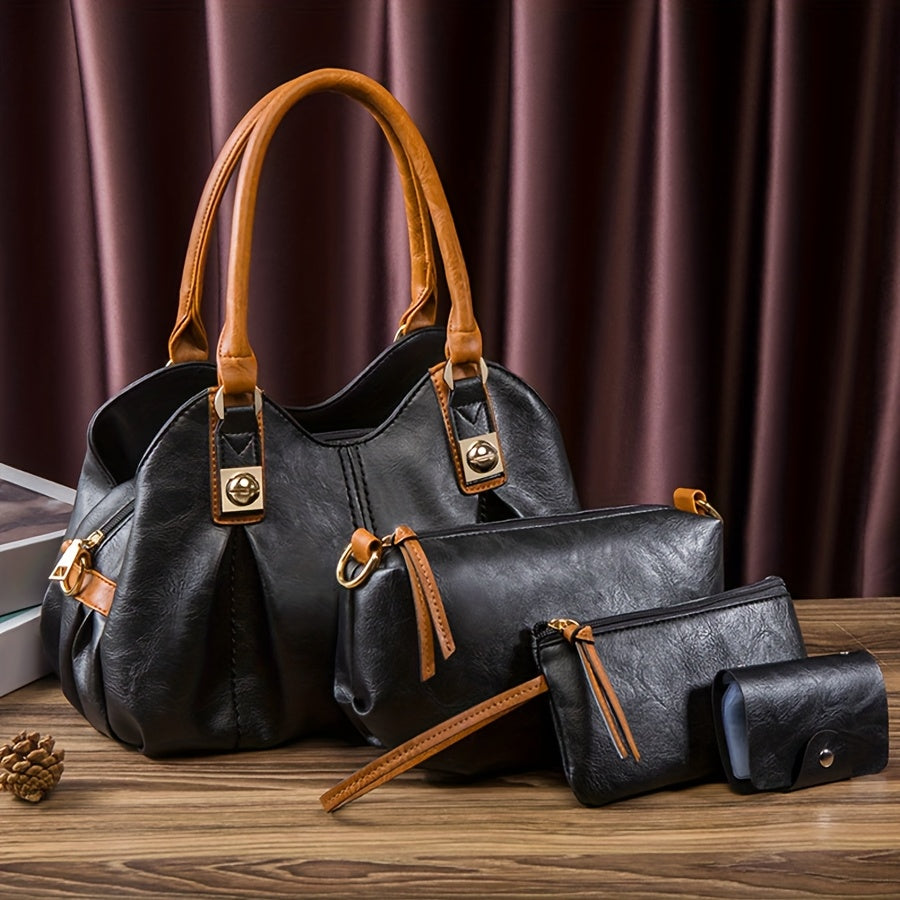 Vintage 4-Piece Leather Bag Set