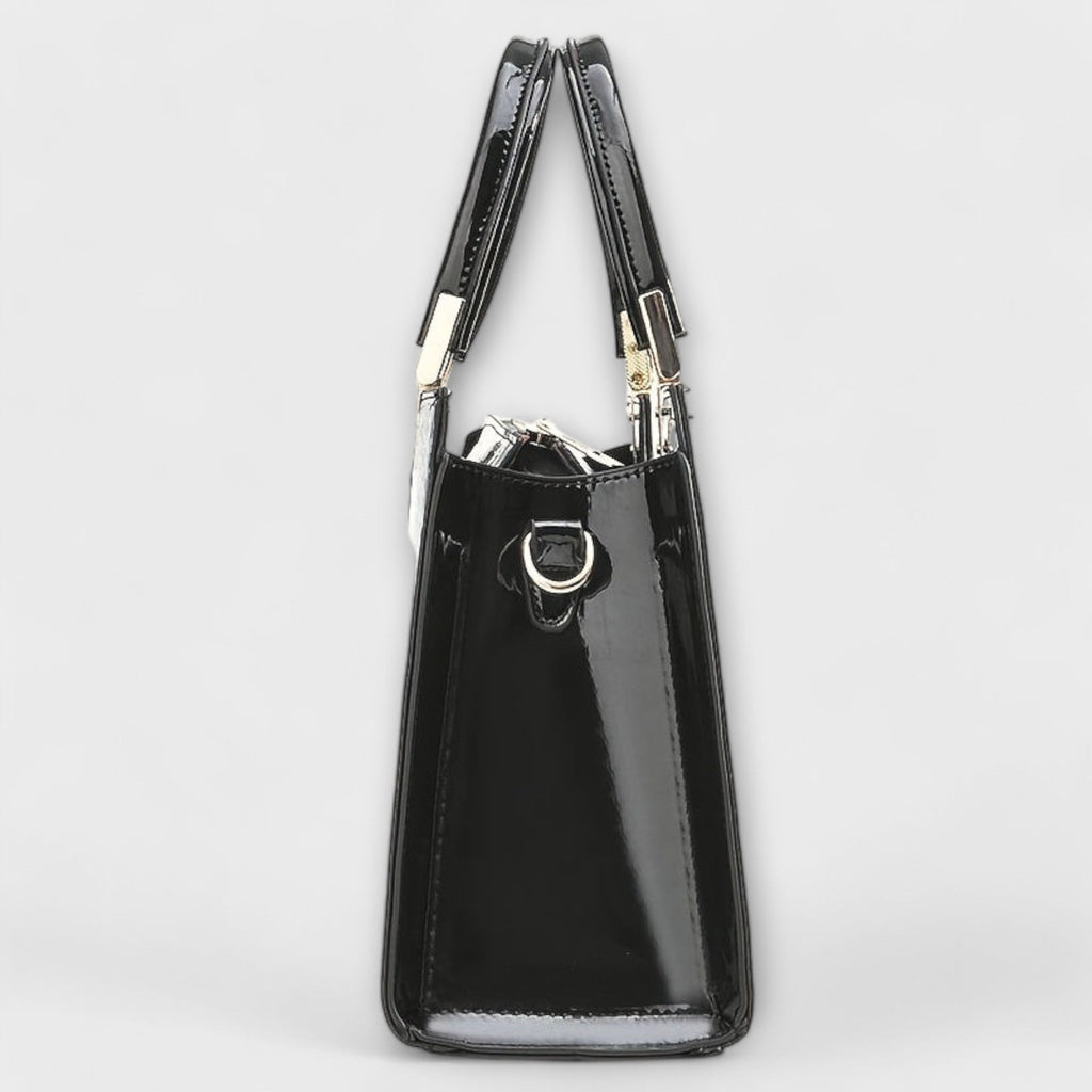 Glossy Handbag with Crocodile Print