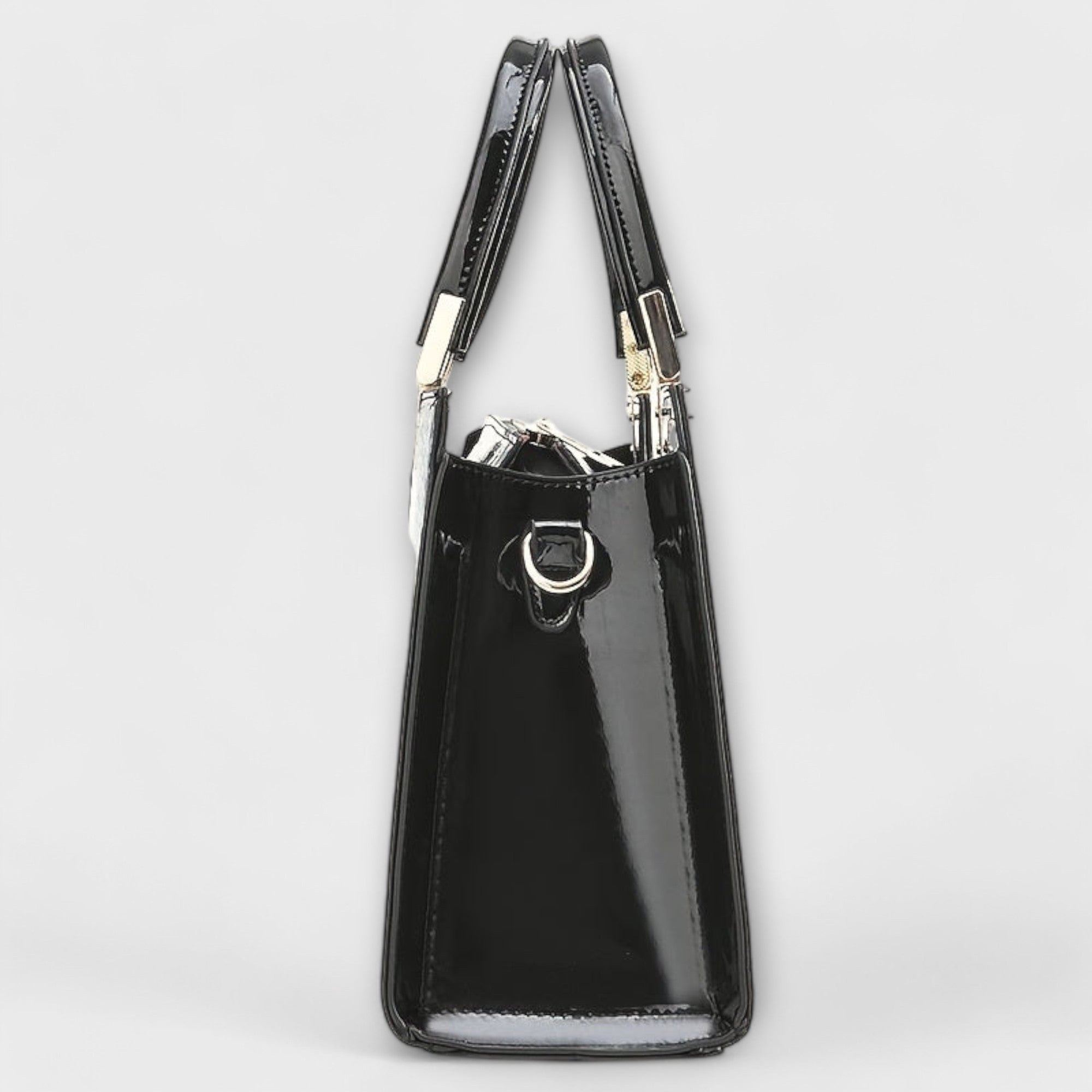 Glossy Handbag with Crocodile Print