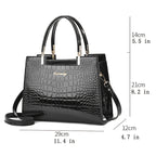 Glossy Handbag with Crocodile Print