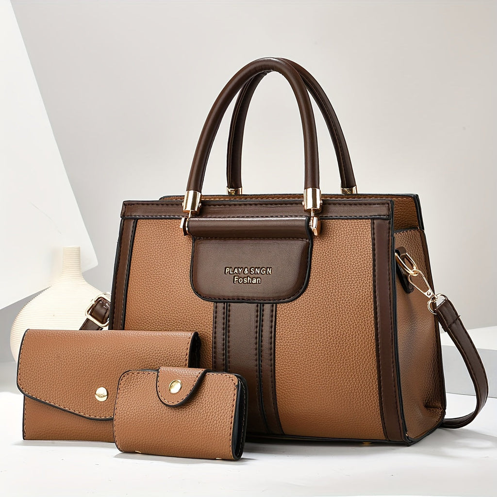 Elegant 3-Piece Leather Bag Set