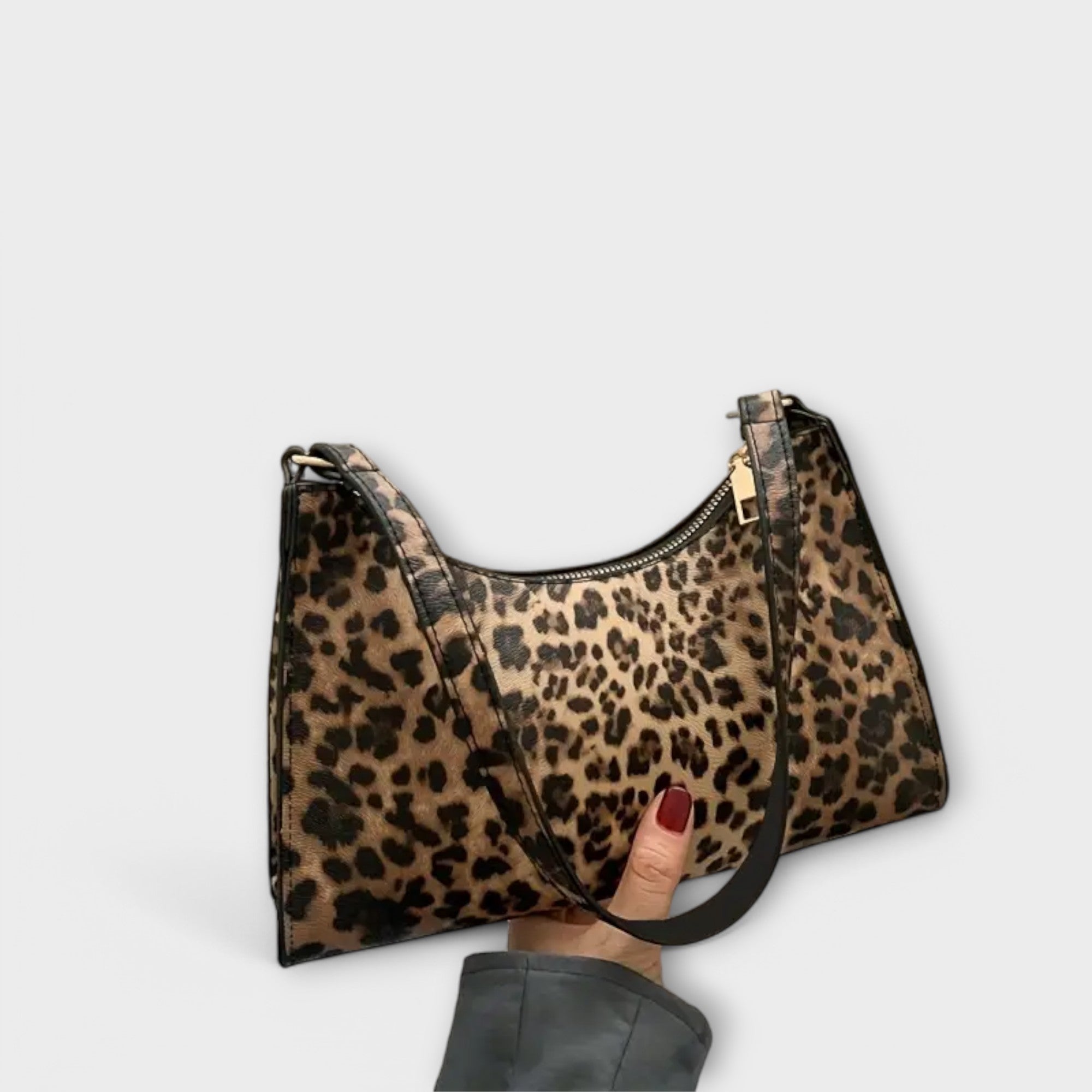 French Style Shoulder Bag with Leopard Print