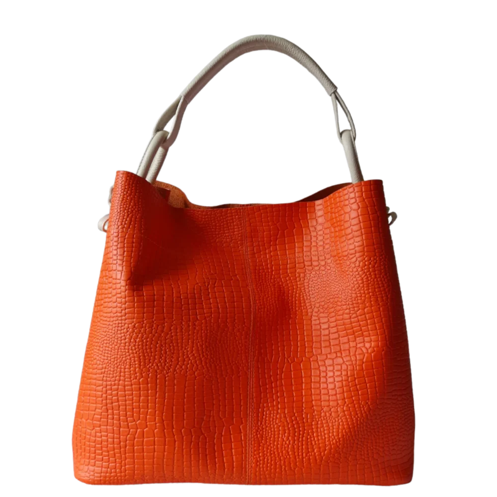 Aubrey Reptile Orange Women's Leather Handbag