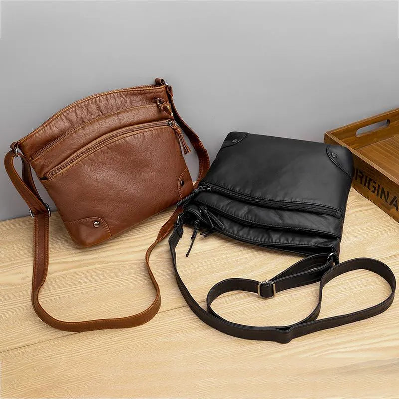 Vintage Charm Leather Crossbody Bag