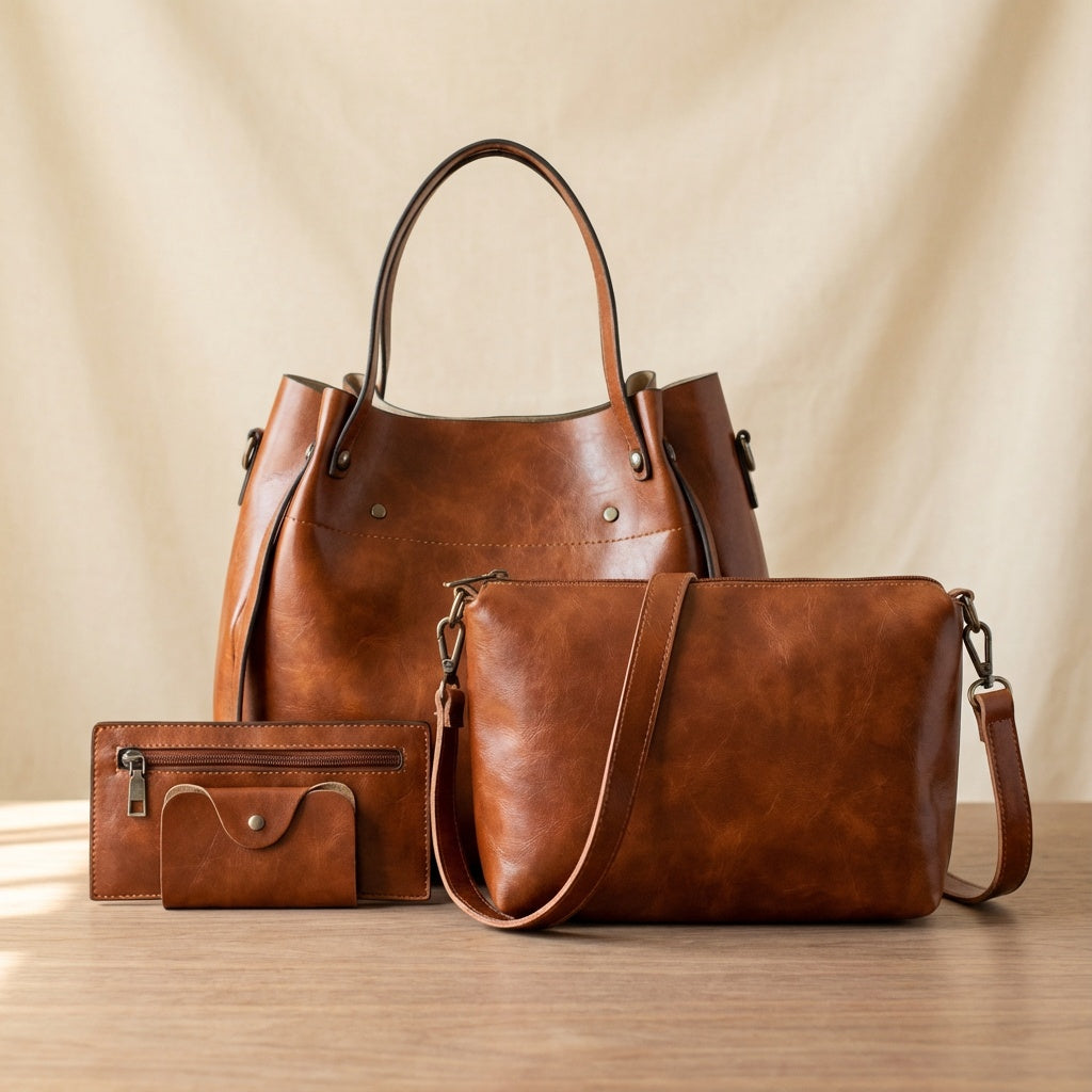 4-Piece Vintage Tote Set