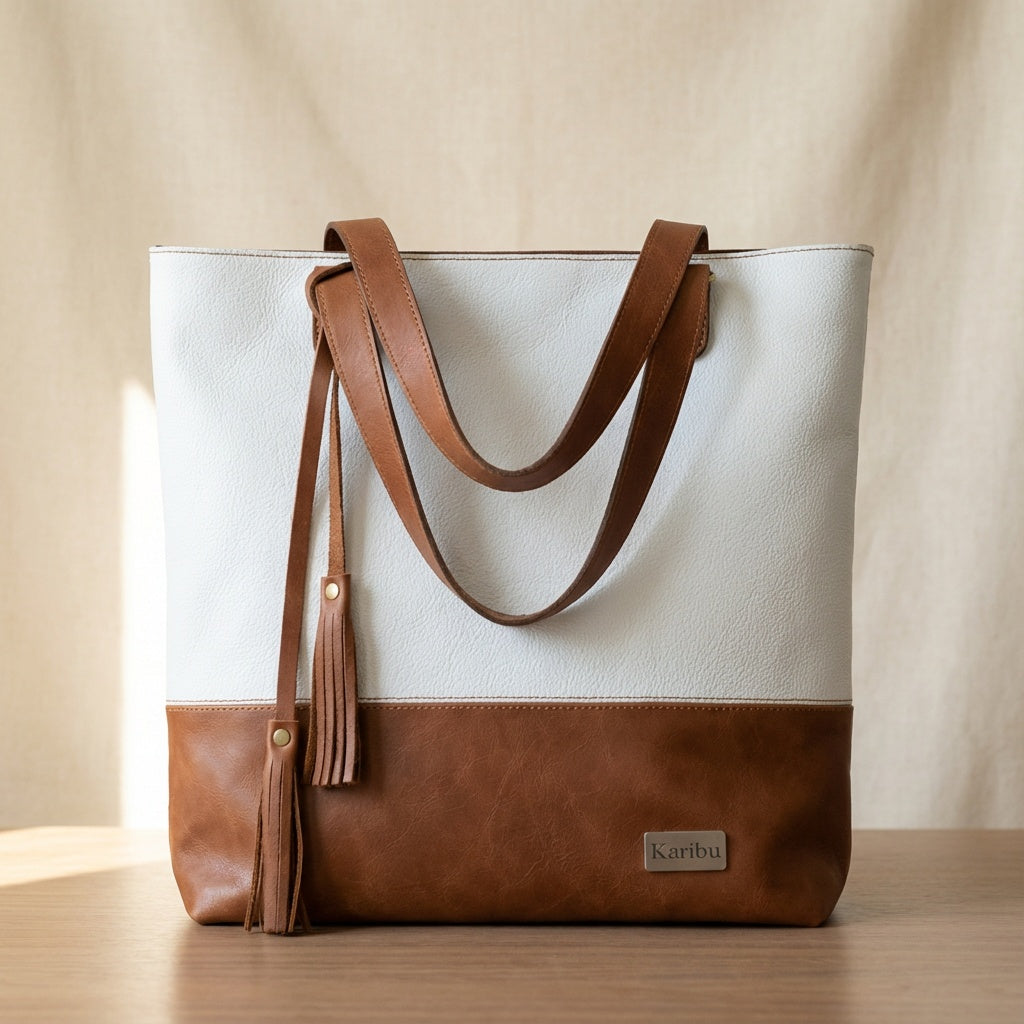 Victoria White Tote with Coffee