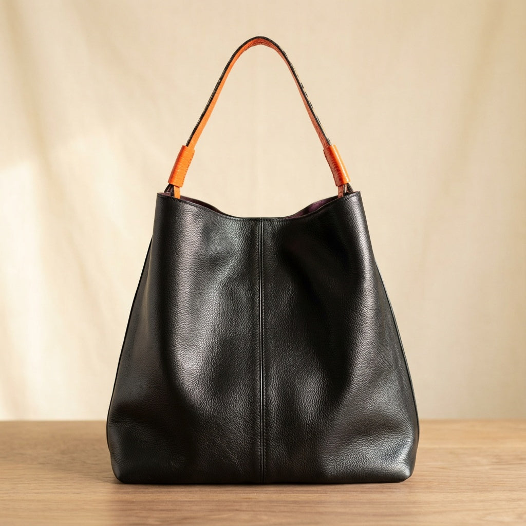 Addison black leather bag for women