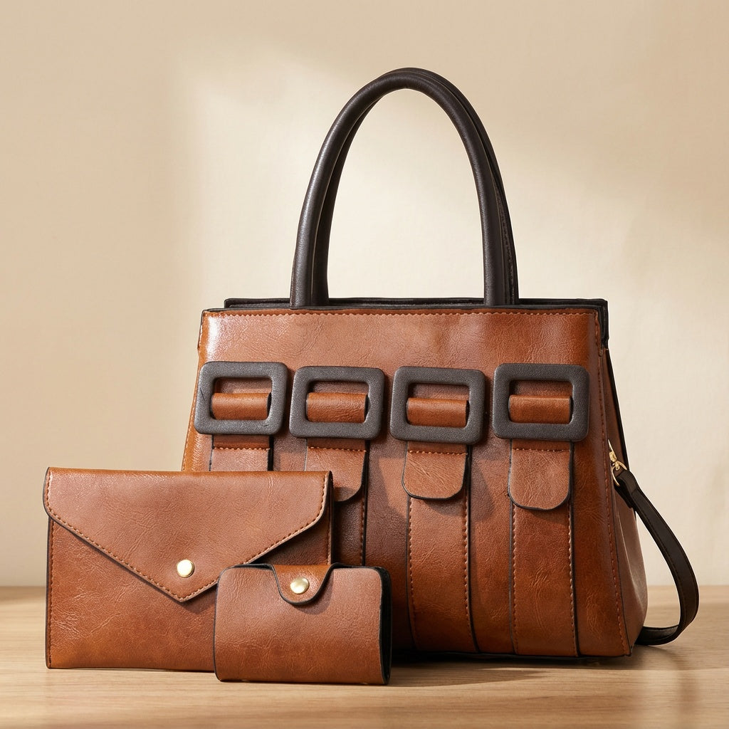 Luxurious Statement 3-Piece Leather Bag Set