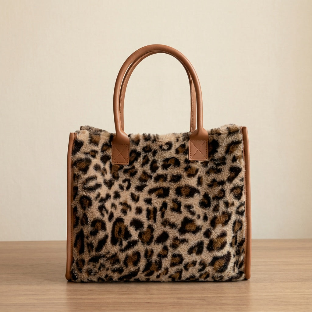 Elegant Leopard Plush Bag
