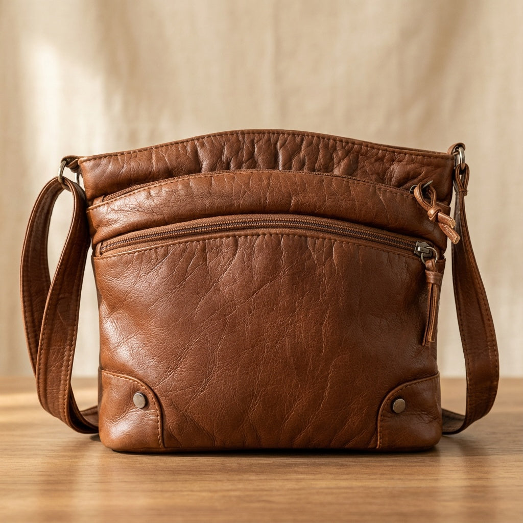 Vintage Charm Leather Crossbody Bag