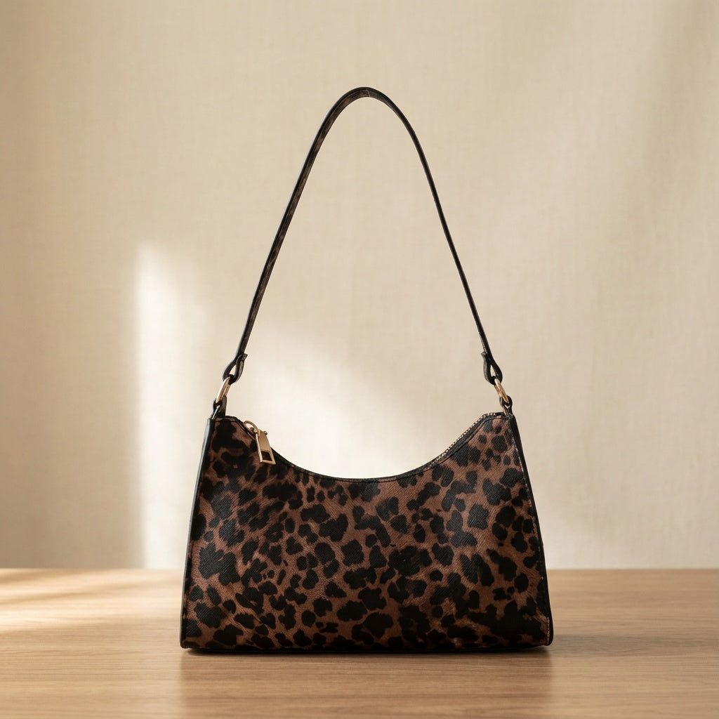 French Style Shoulder Bag with Leopard Print